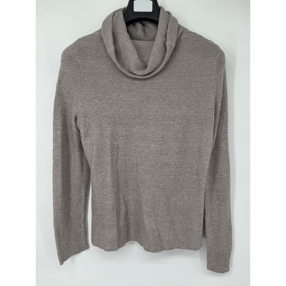 Chicos Touch of Cashmere Marled Sweater Taupe‎ Cowl Neck Sweater Cozy Size 1 EUC